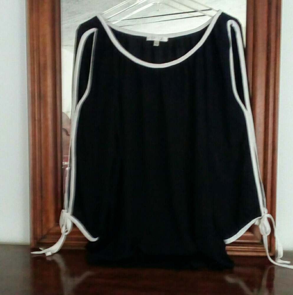 Black blouse with white trimming